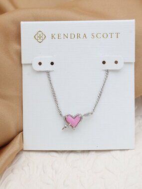 Kendra Scott Ari Heart Arrow Silver Short Necklace